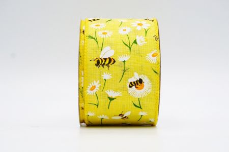 Весенний цветок с коллекцией пчел лента_KF7489GC-6-6_желтый